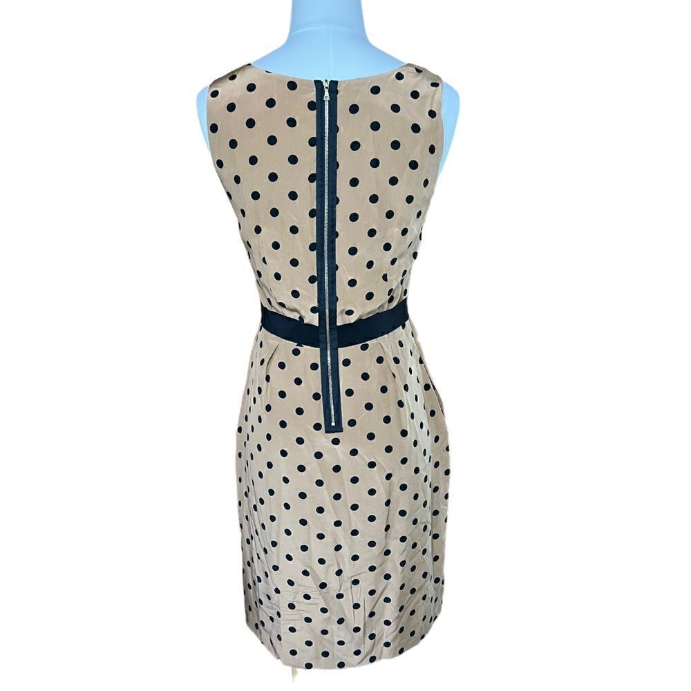 Anthropologie Yoana Baraschi Silk Polka Dot Belted Sleeveless Dress Size 6 - Picture 7 of 9